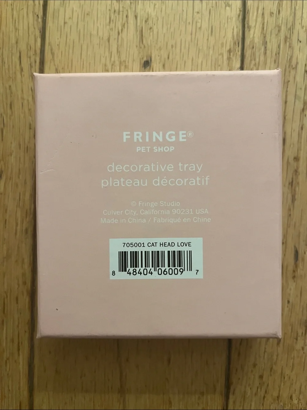 Fringe Love My Cat Pink Trim Ceramic Cat Decorative Tray